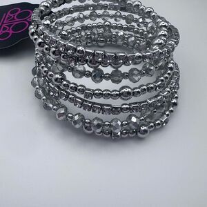 5/$25 Paparazzi Shimmering Silver Bracelet Set